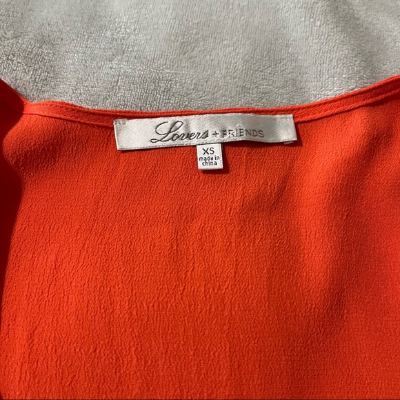 Lovers + Friends Orange Gracie Split Sleeve Mini In Coral Reef Night Out size XS - Picture 8 of 11
